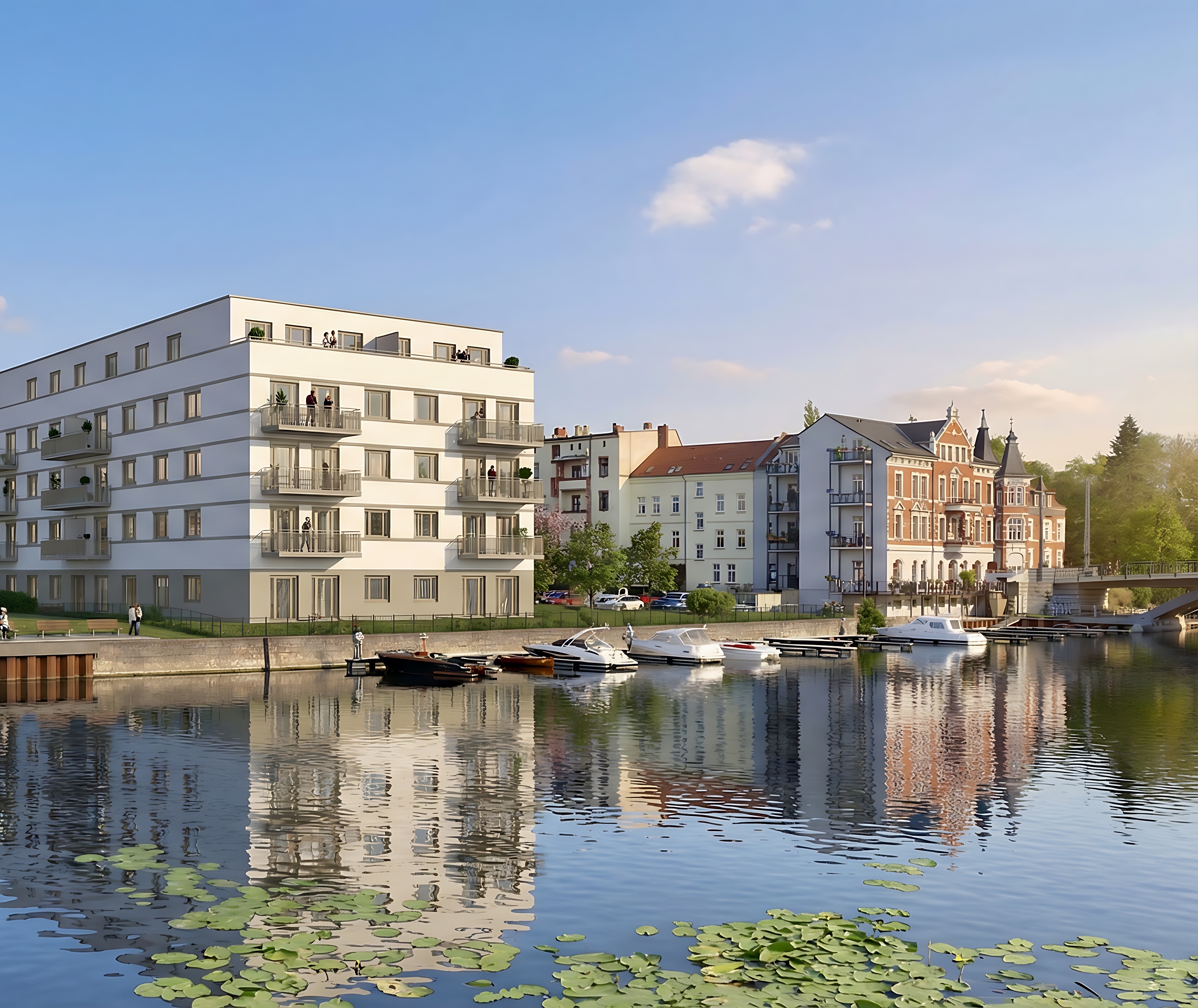 Havel Quartier — Havelansicht mit historischer Stadtkulisse