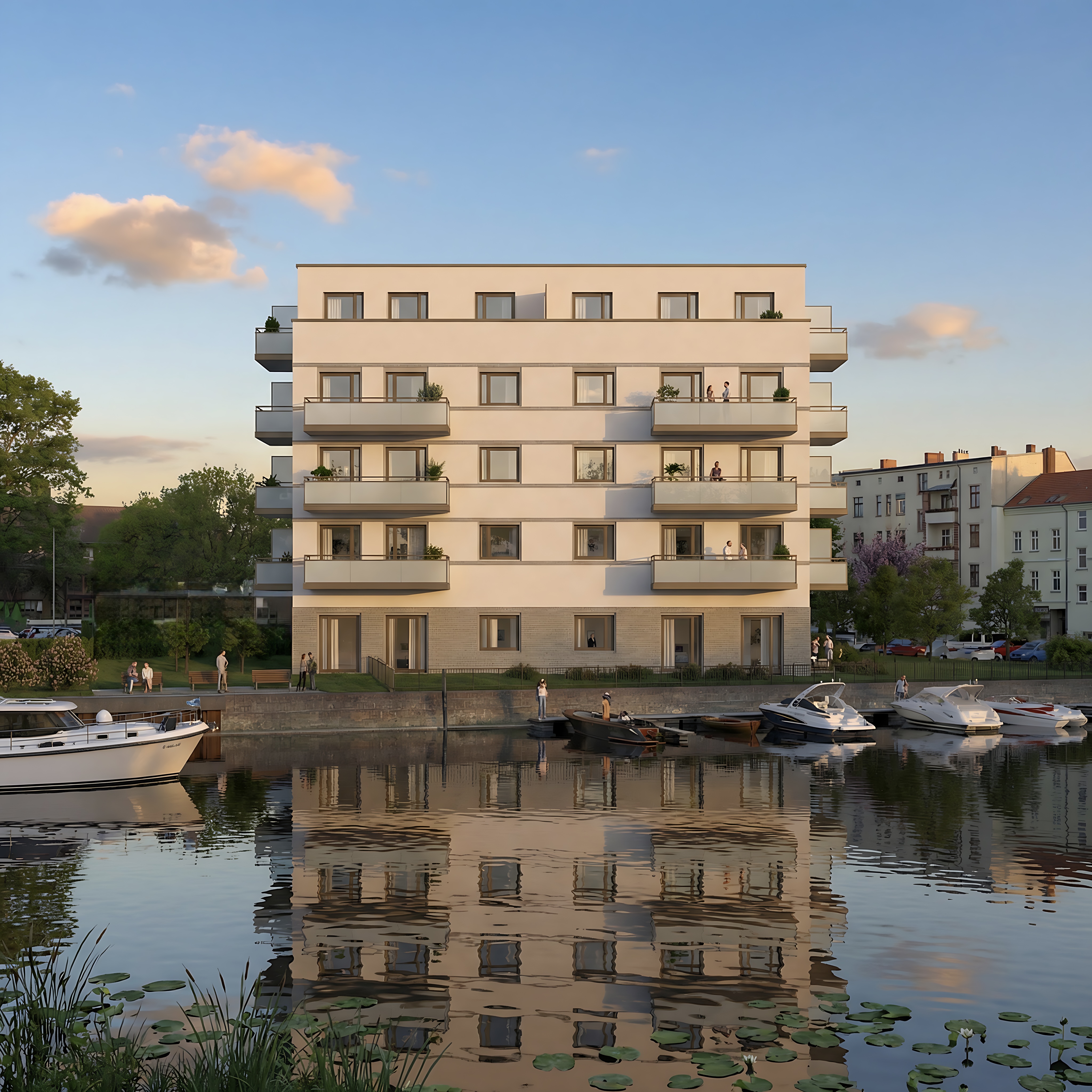 Havel Quartier — Eckgebäude mit Bootssteg